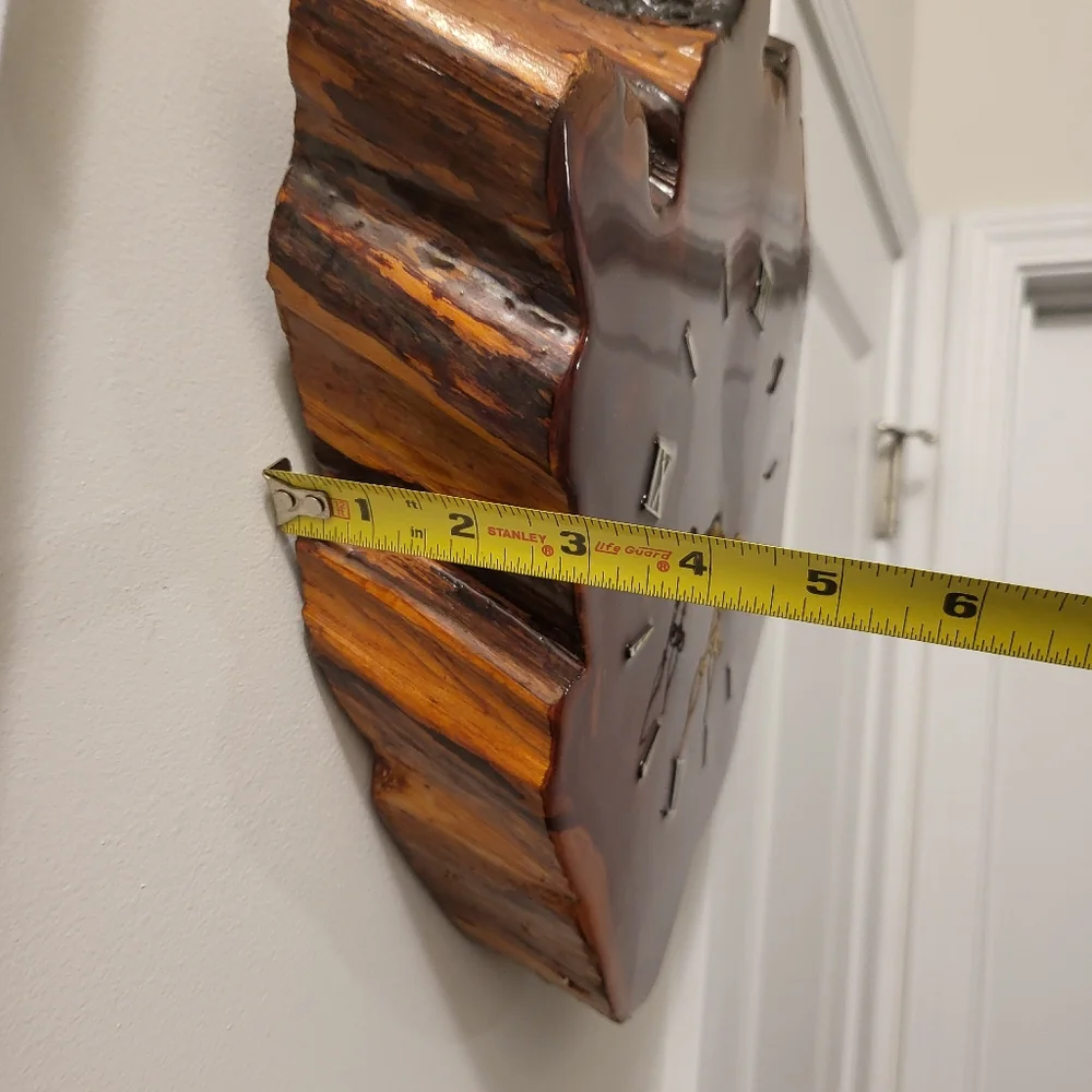 Vintage Natural Live Edge Wood Slab Wall Clock Handcrafted Works